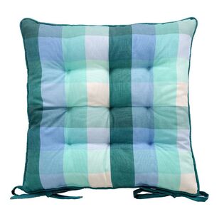 Emerald Hill Check Chair Pad 2 Pack Aqua 43 x 43 cm