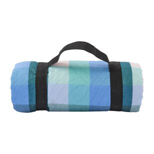 Emerald Hill Check Quilted Picnic Blanket Aqua