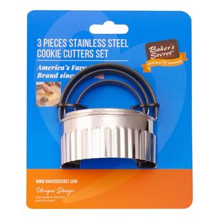 Baker's Secret Stainless Steel 3 Piece Cookie Cutter Set Stainless Steel