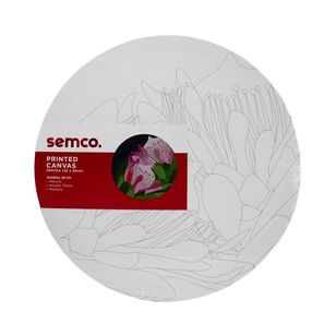 Semco Round Printed Canvas Protea White 35 x 35 cm