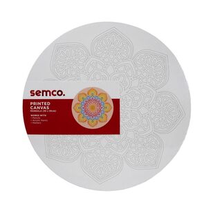 Semco Round Printed Canvas Mandala White 35 x 35 cm