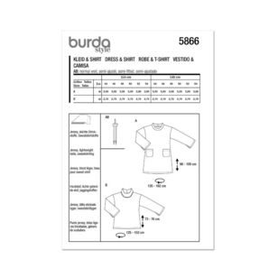 Burda 5866 Misses' Dress & Top Pattern White 18 - 28