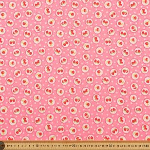 Happy Strawberries 112 cm Cotton Fabric Pink 112 cm