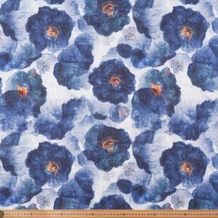 Recycled Polyester Alicia 140 cm Printed Decorator Fabric Blue 140 cm