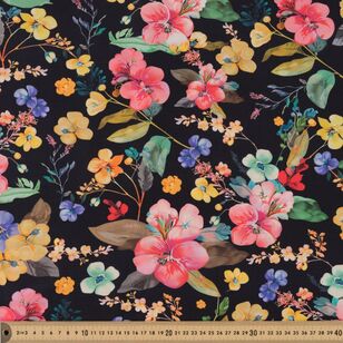 Cascading Petals 135 cm Rayon Fabric Black 135 cm