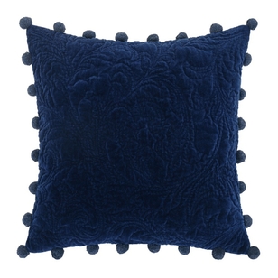 KOO Azure Quilted Velvet Cushion Blue 50 x 50 cm