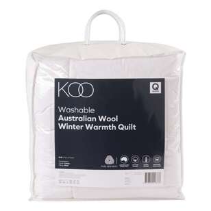 KOO 500GSM Washable Australian Wool Winter Warmth Quilt White