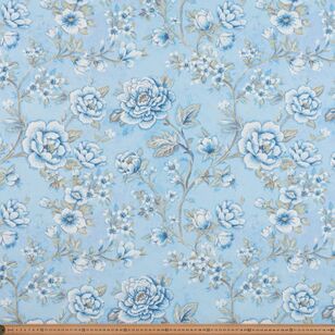 Felicity Cotton Canvas 150 cm Printed Decorator Fabric Dusty Blue 150 cm
