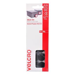 Velcro Stick On 22 mm Hook & Loop Dots 12 pack Black 22 mm