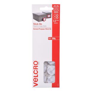 Velcro Stick On 22 mm Hook & Loop Dots 12 pack White 22 mm