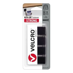 Velcro Alfa-Lok Stick On 1 inch Squares 6 pack Black 1 in
