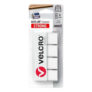 Velcro Alfa-Lok Stick On 1 inch Squares 6 pack White 1 in