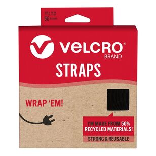 Velcro Straps 9.5 mm x 12.7 cm pre-cut straps 50 pack Black 12.7 cm x 9.5 mm