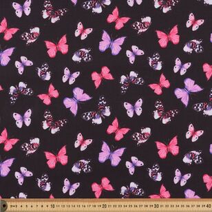 Triple Butterflys 112 cm Organic Poplin Fabric Black 112 cm