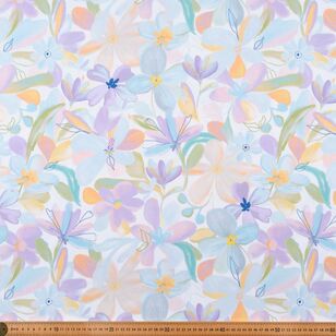 Delicate Lux Flowers 112 cm Cotton Drill Fabric Multicoloured 112 cm