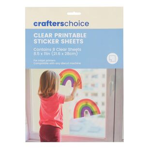 Crafters Choice A4 Printable Sticker Paper Sheets 8 Pack Clear