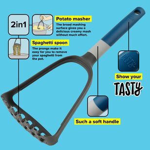 Tasty 2-in-1 Potato Masher and Spaghetti Spoon Blue & Grey