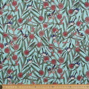 Scenic Route Pincushion Hakea & Fairy Wrens 112 cm Cotton Drill Fabric Multicoloured 112 cm