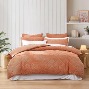 KOO Kasey Velvet Quilted Quilt Cover Set Clay