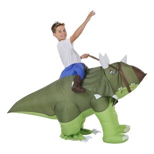 Spartys Inflatable Kids Ride On Dino Triceratops Multicoloured