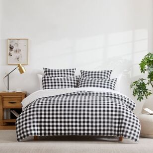 KOO Finley Cotton Dobby Quilt Cover Set Black Charcoal