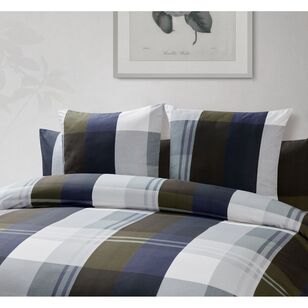 KOO George Cotton Check Quilt Cover Set Navy