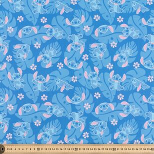 Lilo & Stitch Stitch Poses In Nature 112 cm Cotton Fabric  Blue 112 cm
