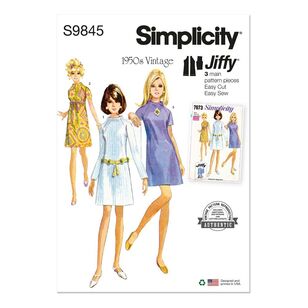 Simplicity 1960s Misses' Dress in Two Lengths Pattern White