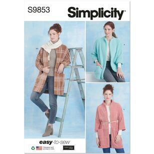 Simplicity S9853 Misses' Coats and Scarf Pattern by Elaine Heigl Designs White XS - XL