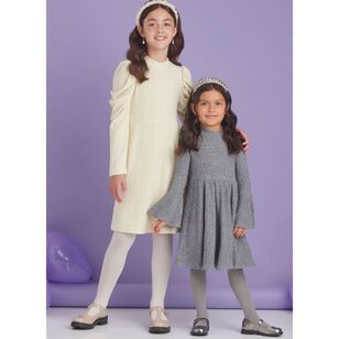 Simplicity S9862 Children's and Girls' Knit Dress Pattern White