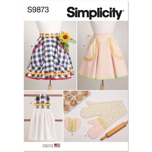 Simplicity S9873 Apron and Kitchen Accessories Pattern White S - L
