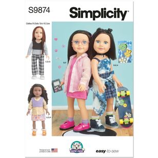 Simplicity S9874 18 inch Doll Clothes Pattern by Carla Reiss Design White One Size