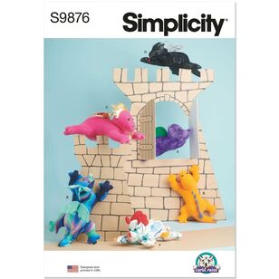 Simplicity S9876 Plush Dinosaurs and Dragons Pattern by Carla Reiss Design White One Size