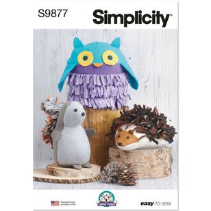 Simplicity S9877 Plush Animals Pattern by Carla Reiss Design White One Size