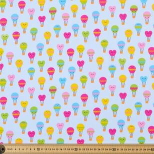 Mix N Match Hot Air Balloons 112 cm Poly Cotton Poplin Fabric Powder 112 cm