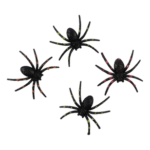 Spooky Hollow Glittery Spiders 8Pk Multicoloured