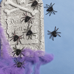 Spooky Hollow Glittery Spiders 8Pk Multicoloured