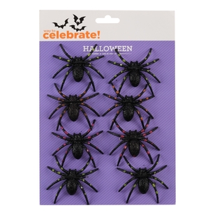 Spooky Hollow Glittery Spiders 8Pk Multicoloured