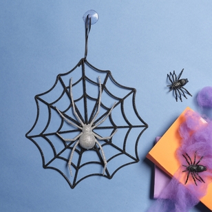 Spooky Hollow Glitter Spiderweb Hanging Decoration Multicoloured 28 cm