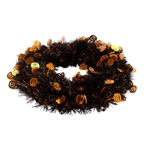 Spooky Hollow Tinsel Pumpkin Wreath Decoration Multicoloured