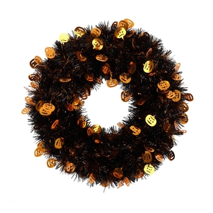 Spooky Hollow Tinsel Pumpkin Wreath Decoration Multicoloured