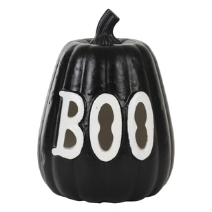 Spooky Hollow Light Up Boo Pumpkin Black