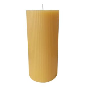 Bouclair Natural Flair Ribbed Tall Pillar Candle Yellow 7 x 15 cm