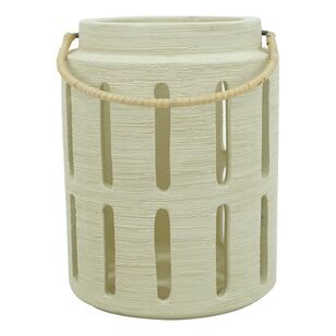 Bouclair Natural Flair Scratch Textured Ceramic Lantern Off White 14 x 18 cm
