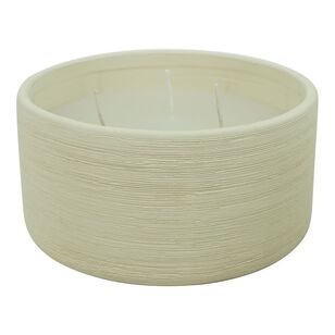 Bouclair Natural Flair Scratch Textured Ceramic Candle Holder Off White 16.5 x 8.5 cm
