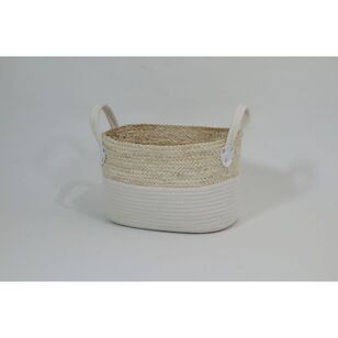 Bouclair Natural Flair Medium Corn Fibre and Cotton Rope Basket  White & Natural 30 x 20 cm