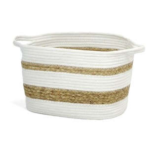 Bouclair Natural Flair Medium Rope and Water Hyacinth Basket Off White 32 x 22 cm