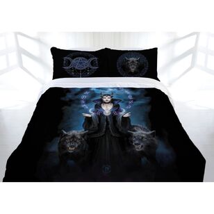 Anne Stokes Moon Witch Quilt Cover Set Blue/Black