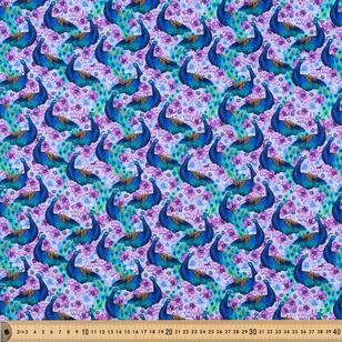 Peacock Alley Peacock and Flower Collage 112 cm Cotton Fabric Lilac 112 cm