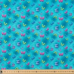 Peacock Alley Butterflies 112 cm Cotton Fabric Teal 112 cm